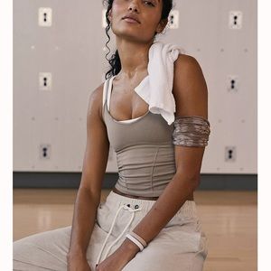 FREE PEOPLE | ✨NWOT✨ Good Karma Ruched Crop Tank in Mushroom